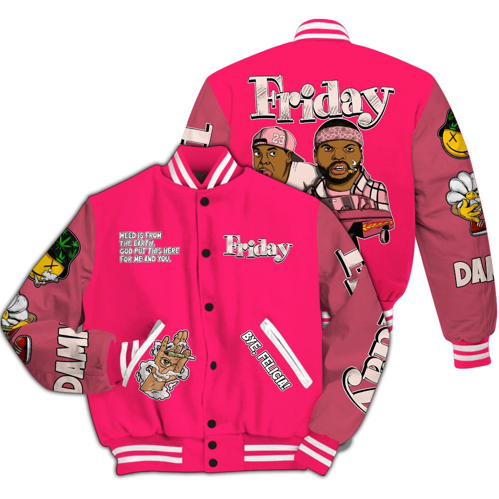 Varsity Jacket To Match A'One Hyper Pink Shirt, Friday Sneaker Stress Style All Over Print