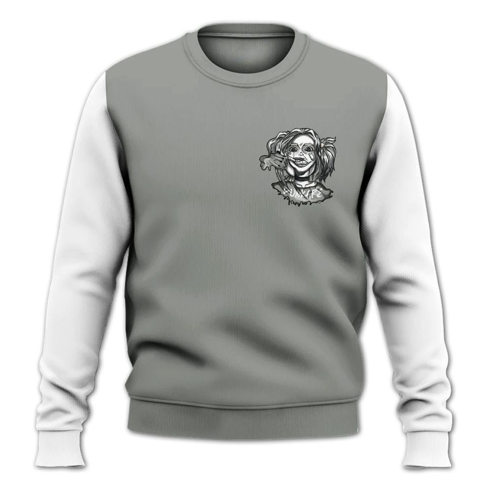 Sweatshirt To Match Paris Cement Grey 4s - Custom Name Bad Girl HAHA All Over Print