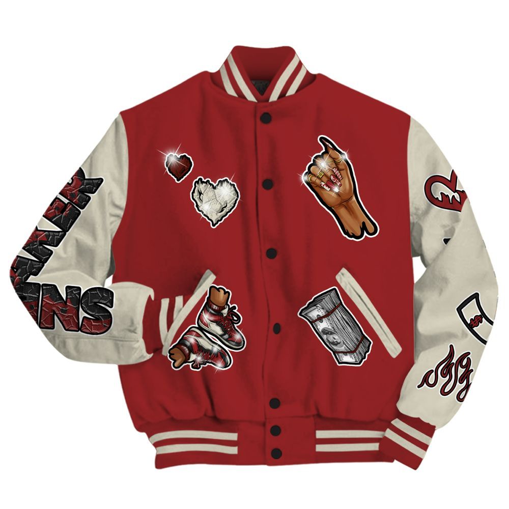 Varsity Jacket To Match High 85 Bred 1s - Sneakerz Girlz All Over Print