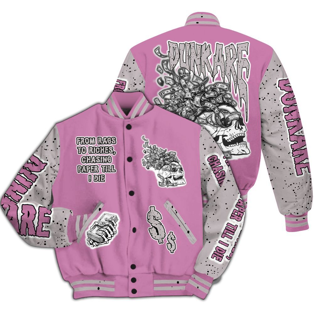 Varsity Jacket To Match Neutral Grey Black White Orchid 4s - From Rags To Riches All Over Print