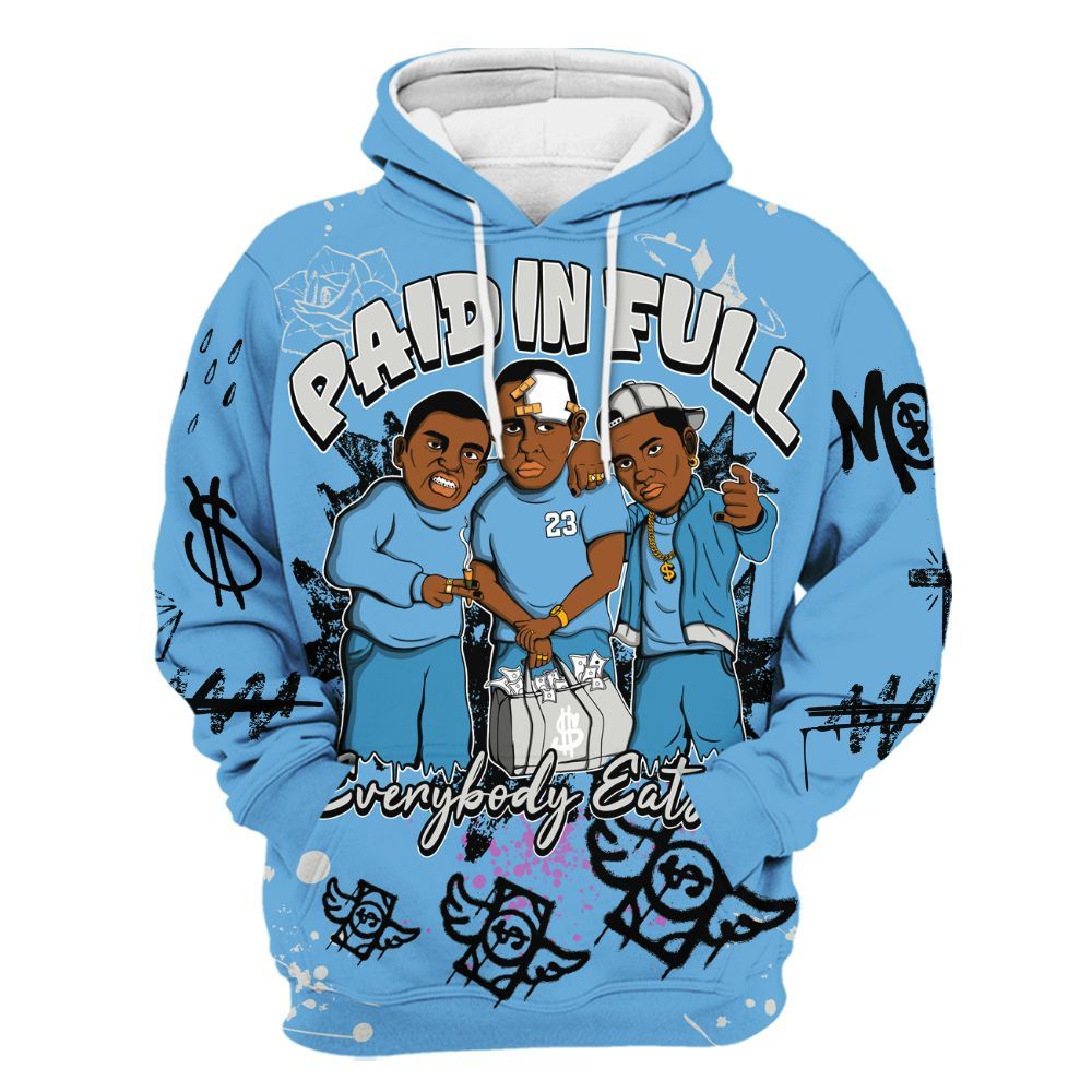 Hoodie To Match SB Dunk Low University Blue - Everybody Paid In Full Crayon All Over Print