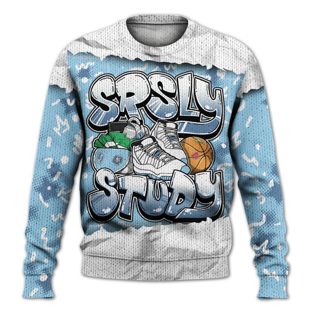 Sweater To Match Legend Blue 11s - SRSLY Study Doodle Graphic