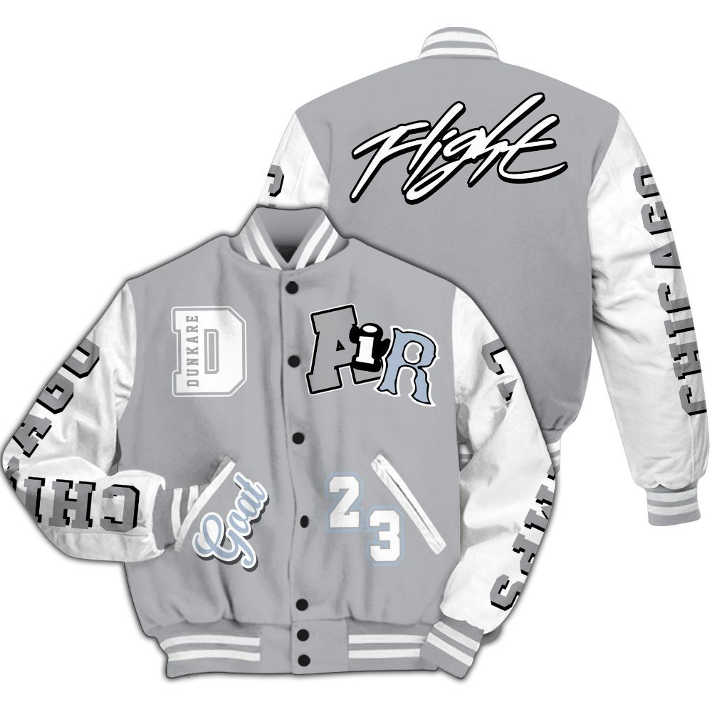 Varsity Jacket To Match Low OG Wolf Grey 1s - AIR Number 23 GOAT All Over Print