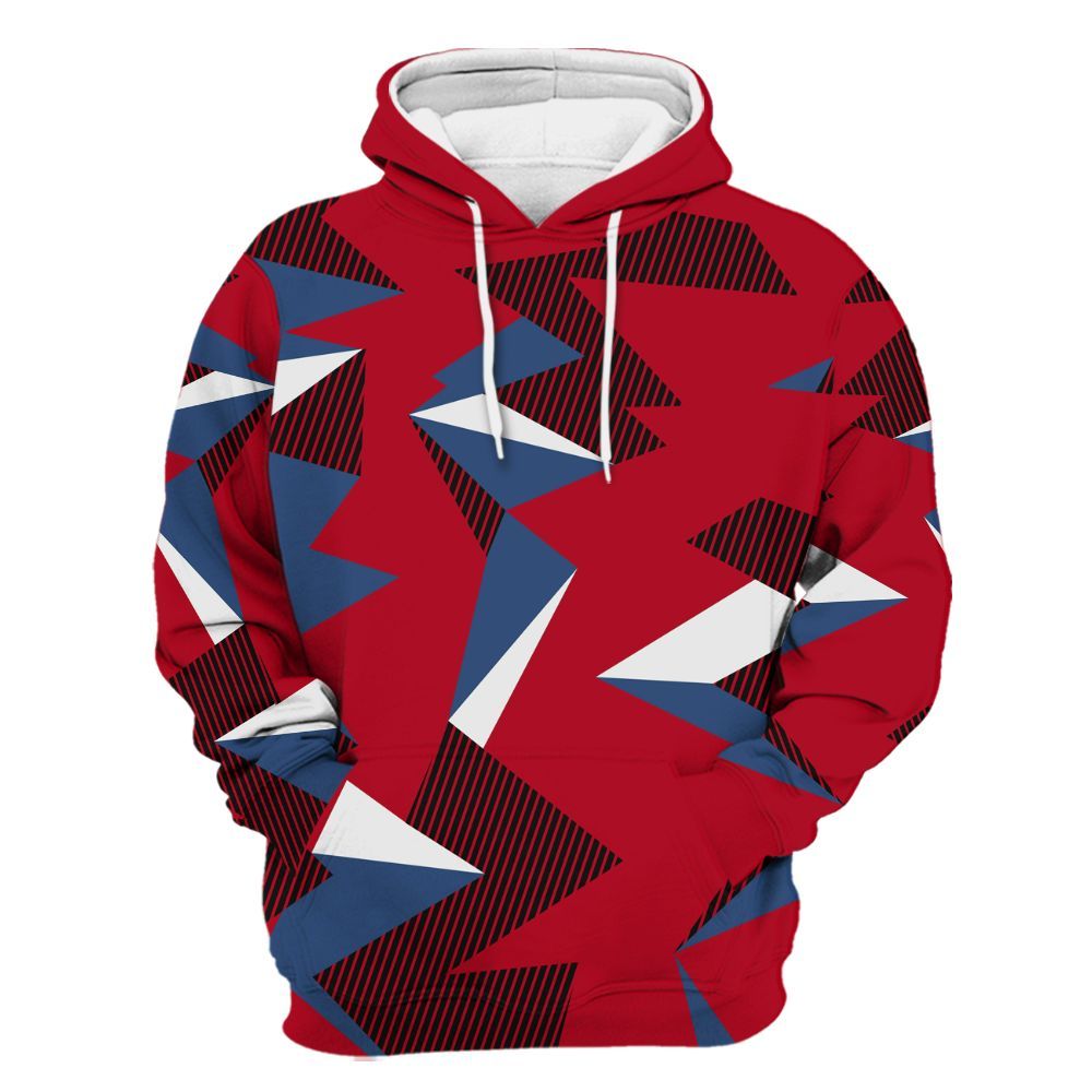 Hoodie To Match Air Griffey Max Black Red Navy Blue 1s - Geometric Camouflage Pattern All Over Print