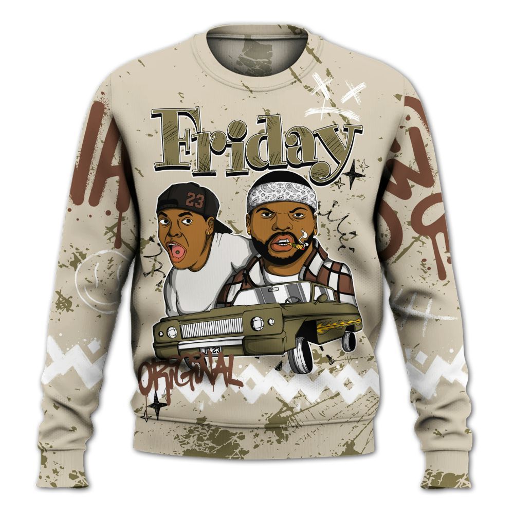 Sweatshirt To Match Sail Neutral Olive 6s - Friday Sneaker Crayon All Over Print