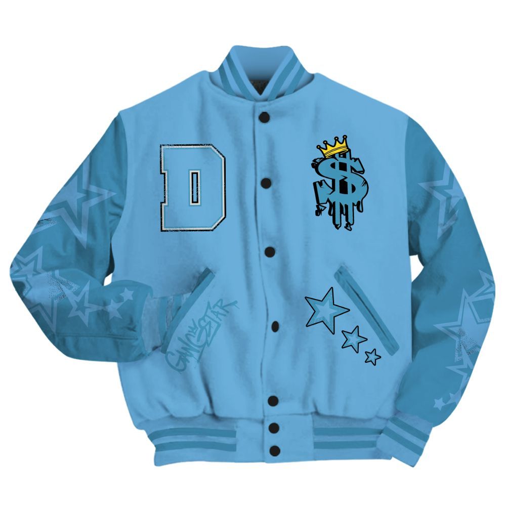 Varsity Jacket To Match SB Dunk Low University Blue - Lucky Money Paid In Full Retro All Over Print