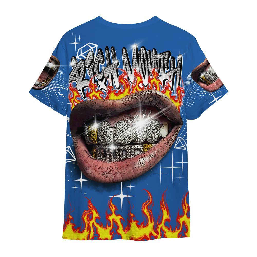 Shirt To Match Brave Blue 13s - Rich Mouth Fire Rap Retro 90s All Over Print
