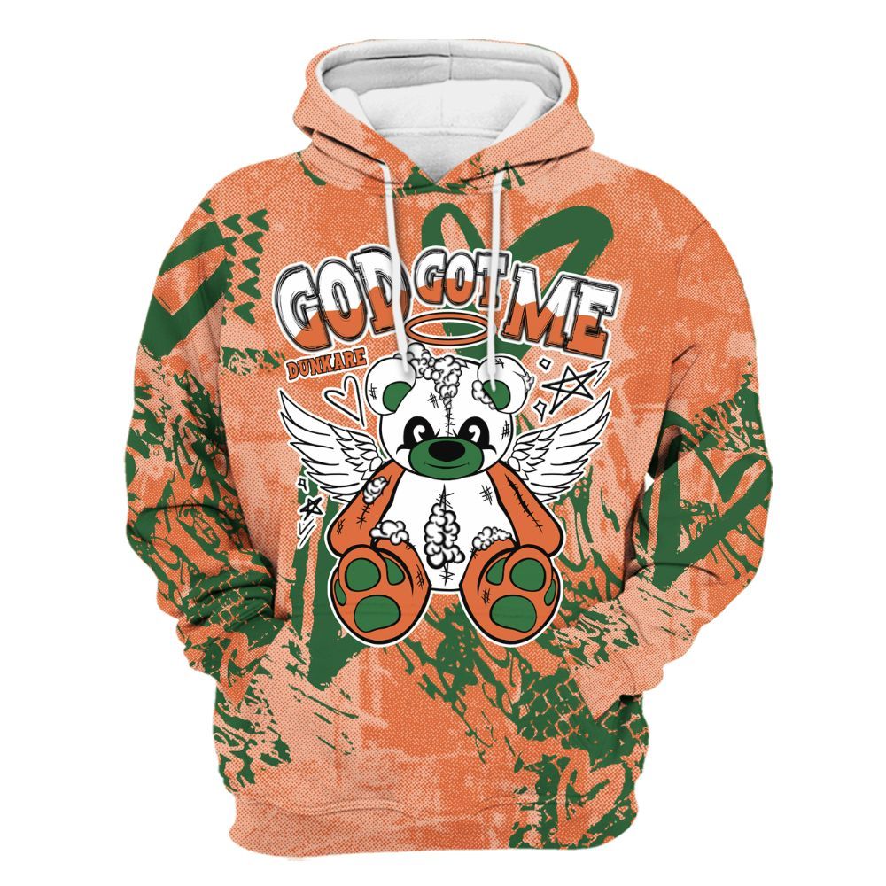 Hoodie To Match Low Miami 5s - Gods Guides Me Bear Heart Grunge All Over Print