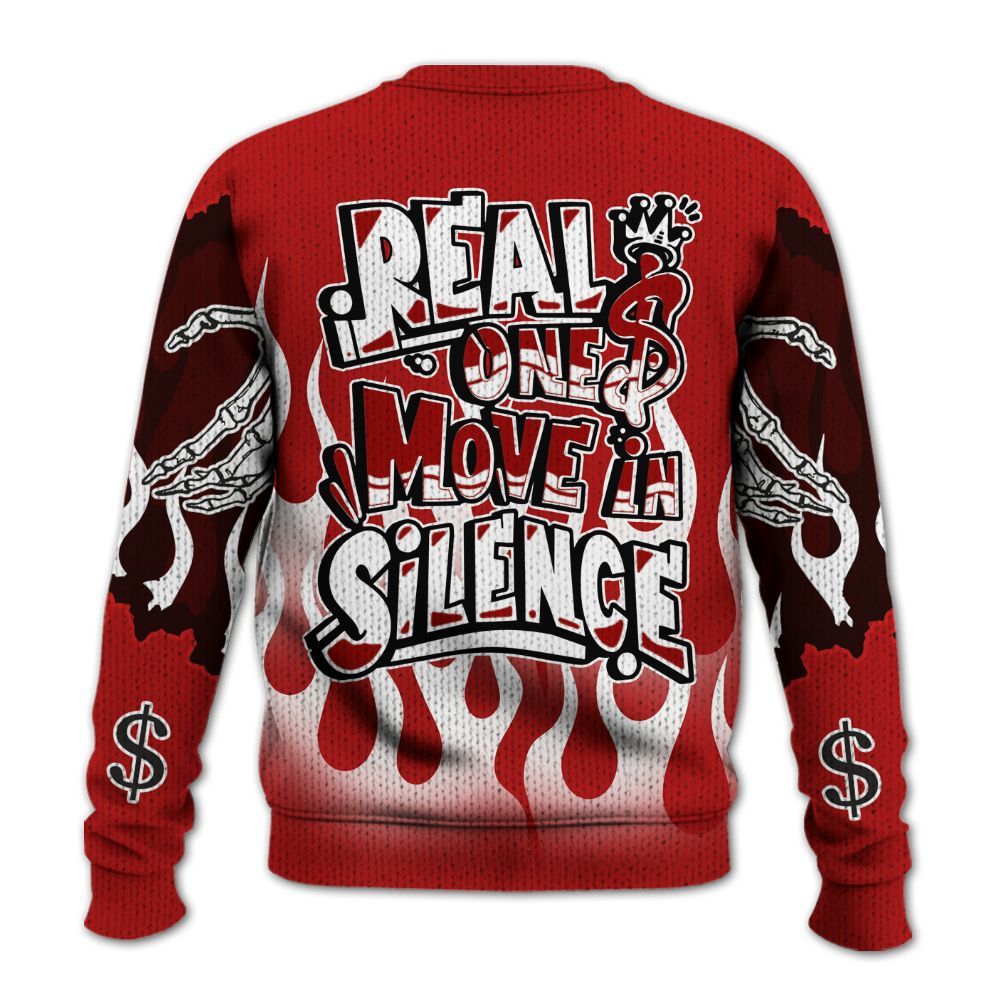 Sweater To Match Low Terror White University Red 1s - Ones Move In Silence Graphic Trapped Graphic