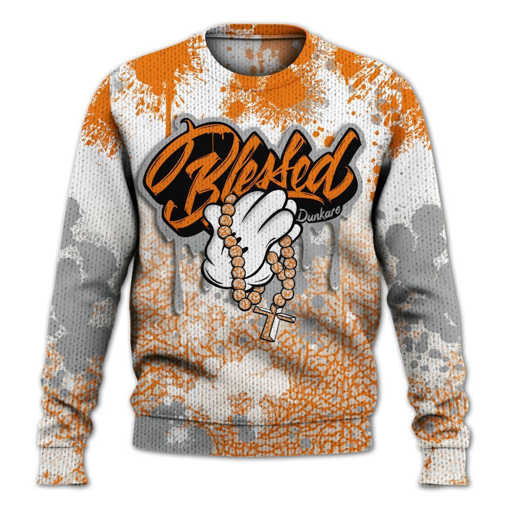 Sweater To Match Orange Citrus 3s - God Blessed Ink Drip Graphic