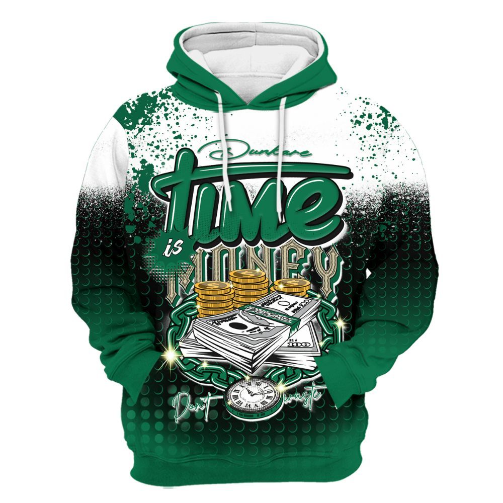Hoodie To Match Pine Green 4s - Halftone Time Is Money All Over Print