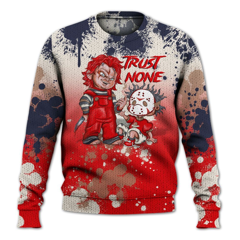 Knitted Sweater To Match Low OG Howard University 1s - Trust No One Scary