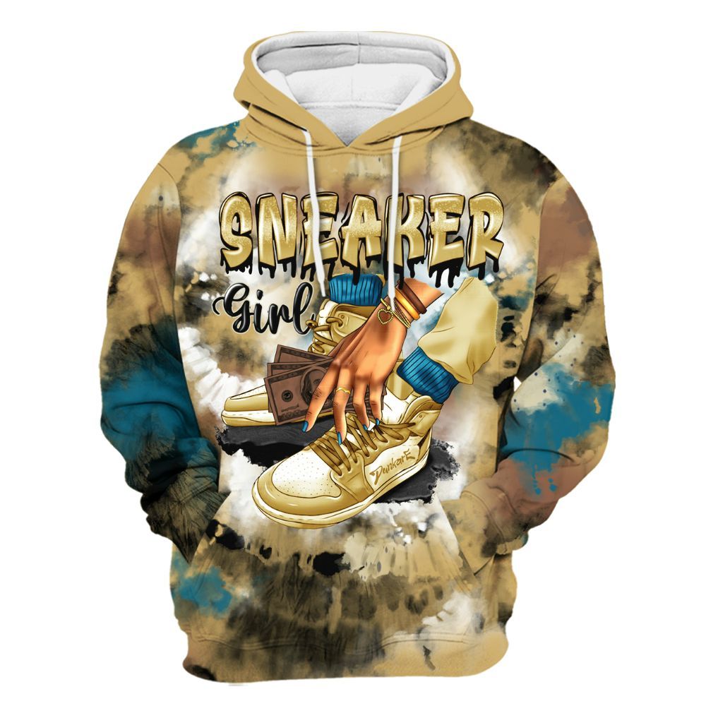 Hoodie To Match Retro Cacao Wow 4s - SNEAKER Girl Money Drip Tie Dye All Over Print
