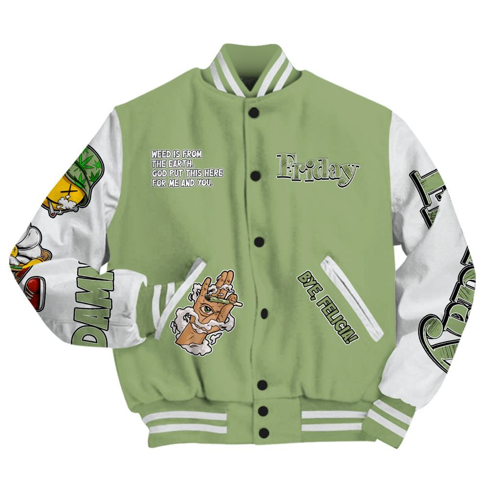Varsity Jacket To Match Oil Green 4s - Friday Sneaker Stress Style All Over Print