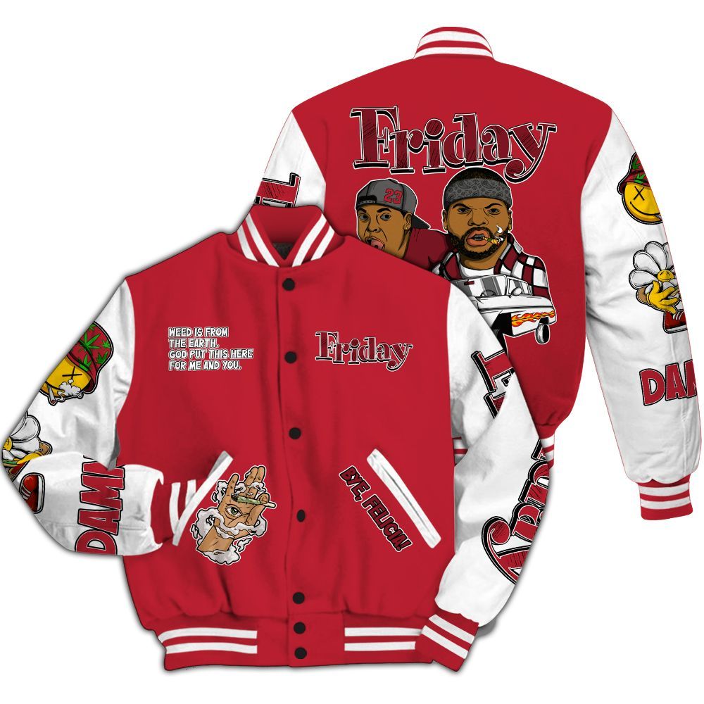 Varsity Jacket To Match Red Flint 13s - Friday Sneaker Stress Style All Over Print