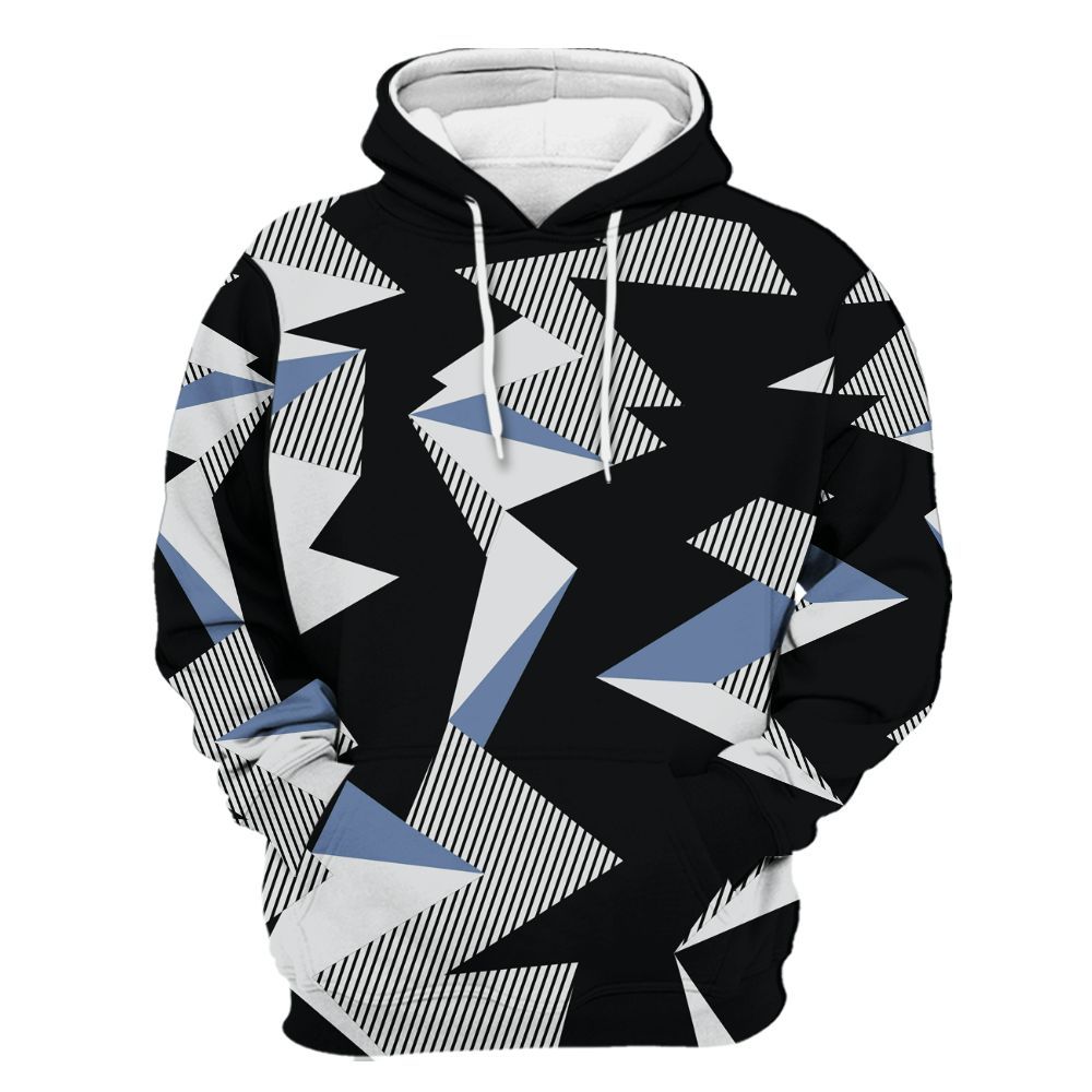 Hoodie To Match Mid Space Jam 1s - Geometric Camouflage Pattern All Over Print