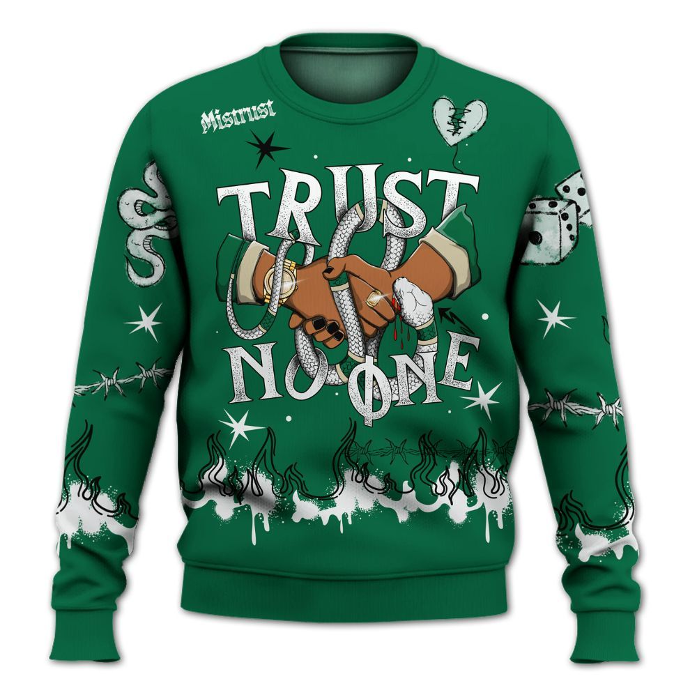 Sweatshirt To Match Pine Green 4s - Trust No One Snake-Bite Doodle Crayon All Over Print