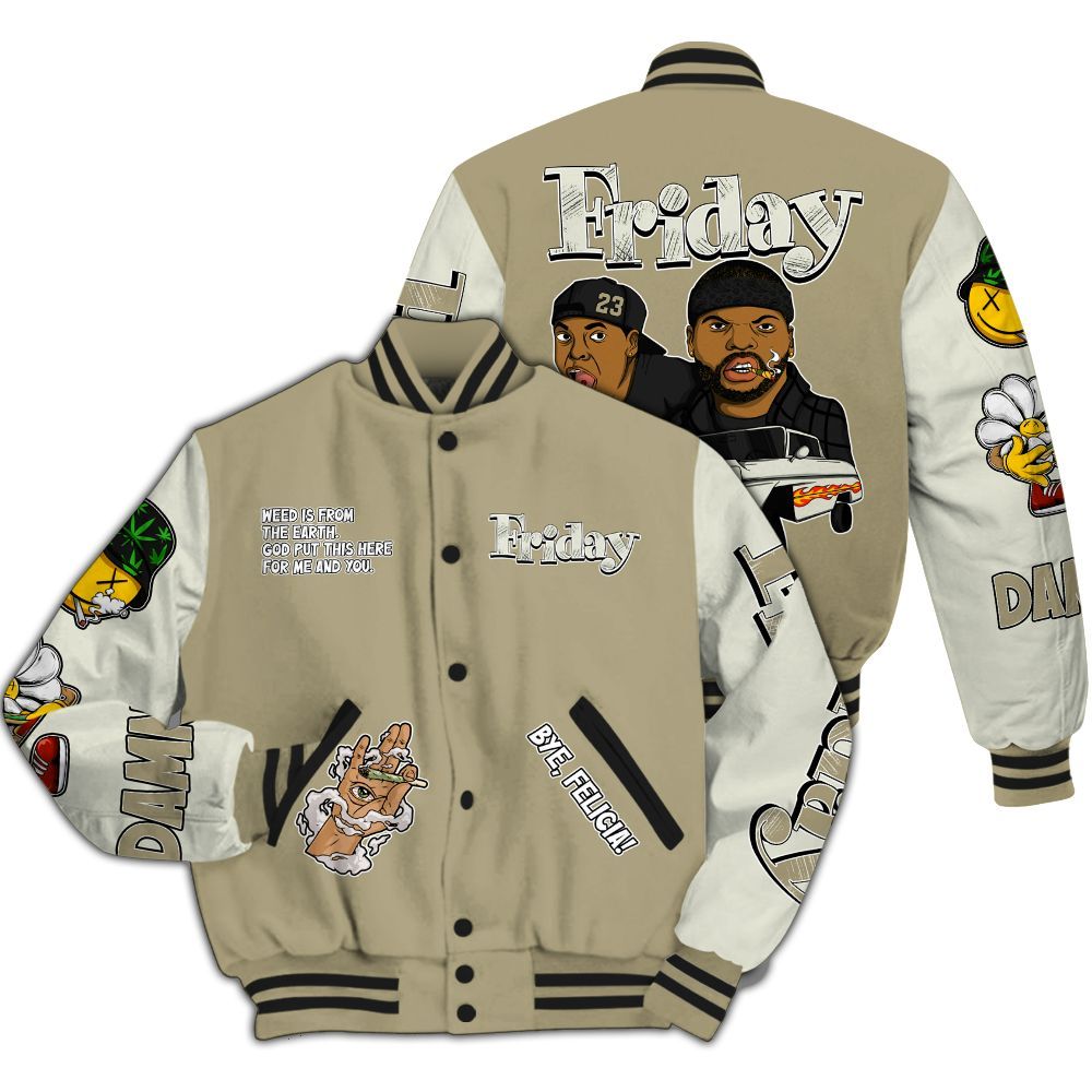 Varsity Jacket To Match Low OG Medium Olive 1s - Friday Sneaker Stress Style All Over Print