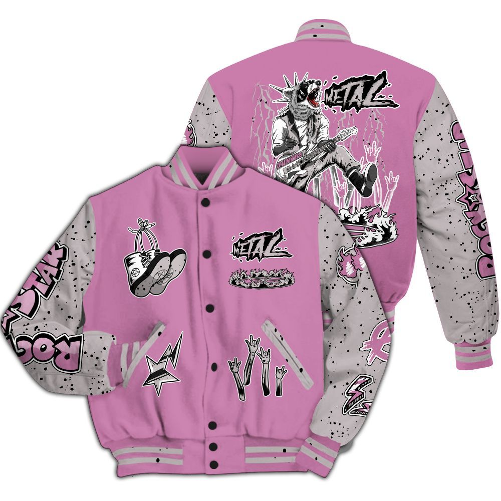 Varsity Jacket To Match Neutral Grey Black White Orchid 4s - Punk Rock Raccoon All Over Print