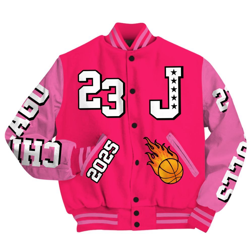 Varsity Jacket To Match Air VaporMax Plus Triple Pink - Chicago 23 Basketball All Over Print