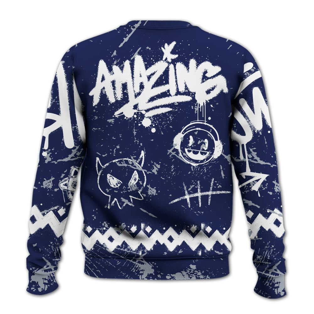 Sweatshirt To Match Midnight Navy 11s - Friday Sneaker Crayon All Over Print