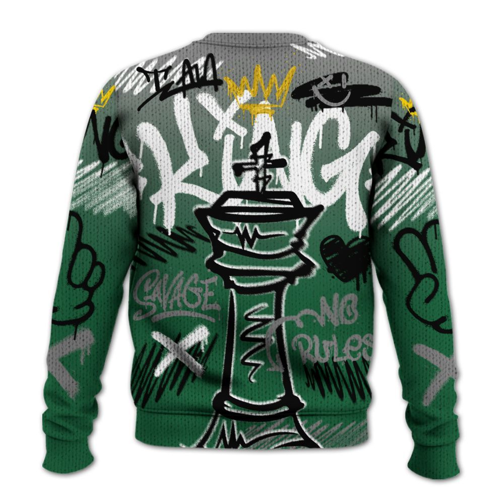 Knitted Sweater To Match High Gorge Green 1s - Street King Chess Streetwear