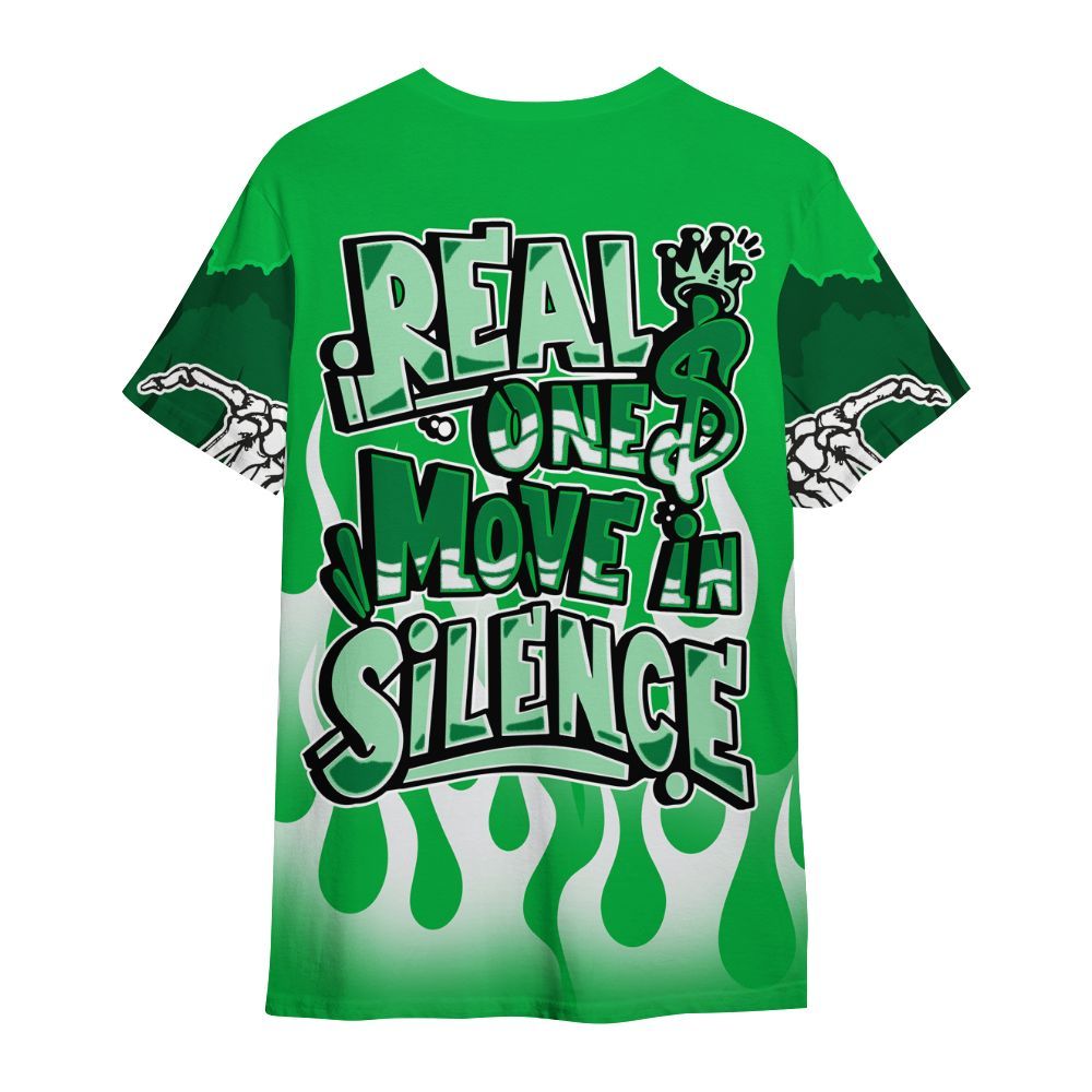 Shirt To Match Lucky Green 5s Varsity Jacket - Ones Move In Silence Graphic Trapped All Over Print