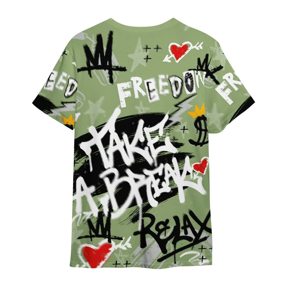 Shirt To Match Oil Green 4s - Take Break Freedom Graffiti Streetwear All Over Print