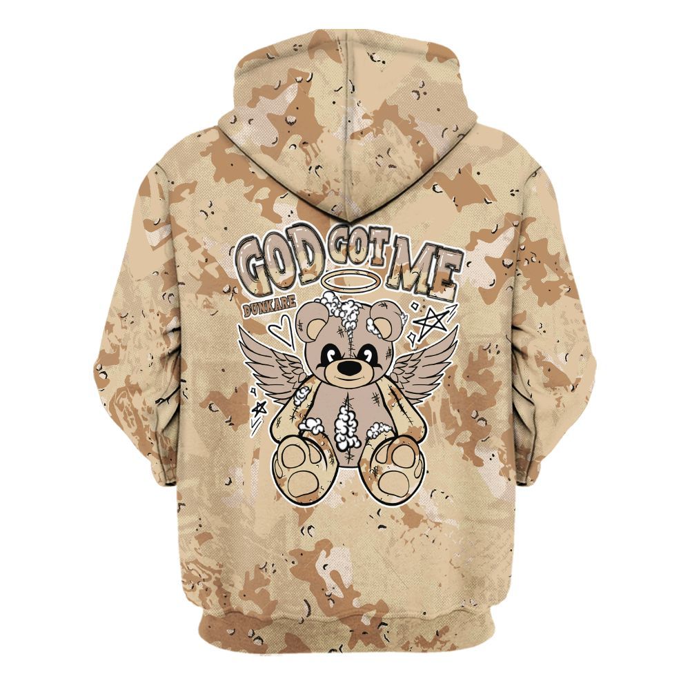 Hoodie To Match Desert Camo 3s - Gods Guides Me Bear Heart Grunge All Over Print
