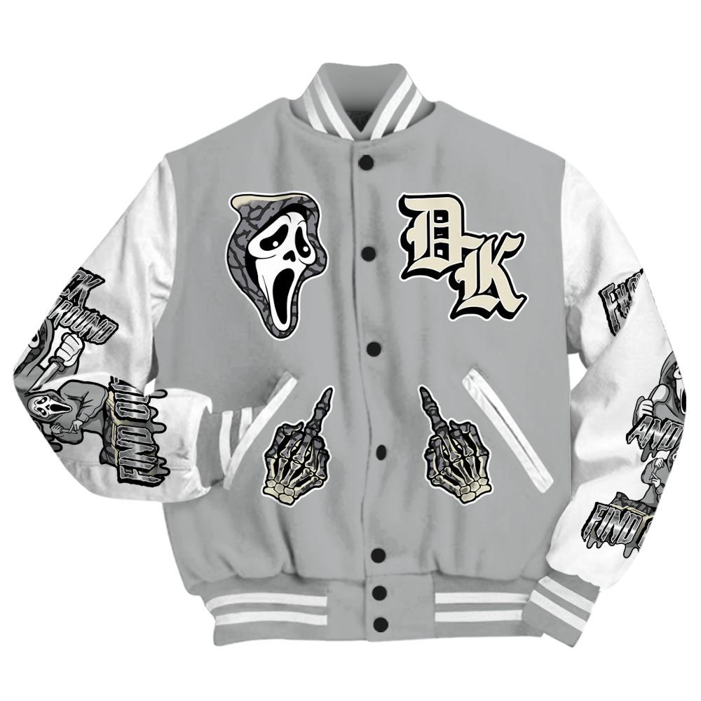Varsity Jacket To Match Cement Grey 3s - F#CK And Find Out Graphic All Over Print