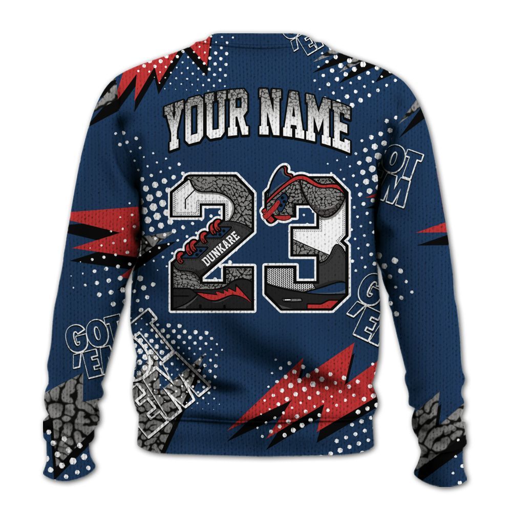 Knitted Sweater To Match SP Sport Royal 3s - Custom Name Number 23 5s