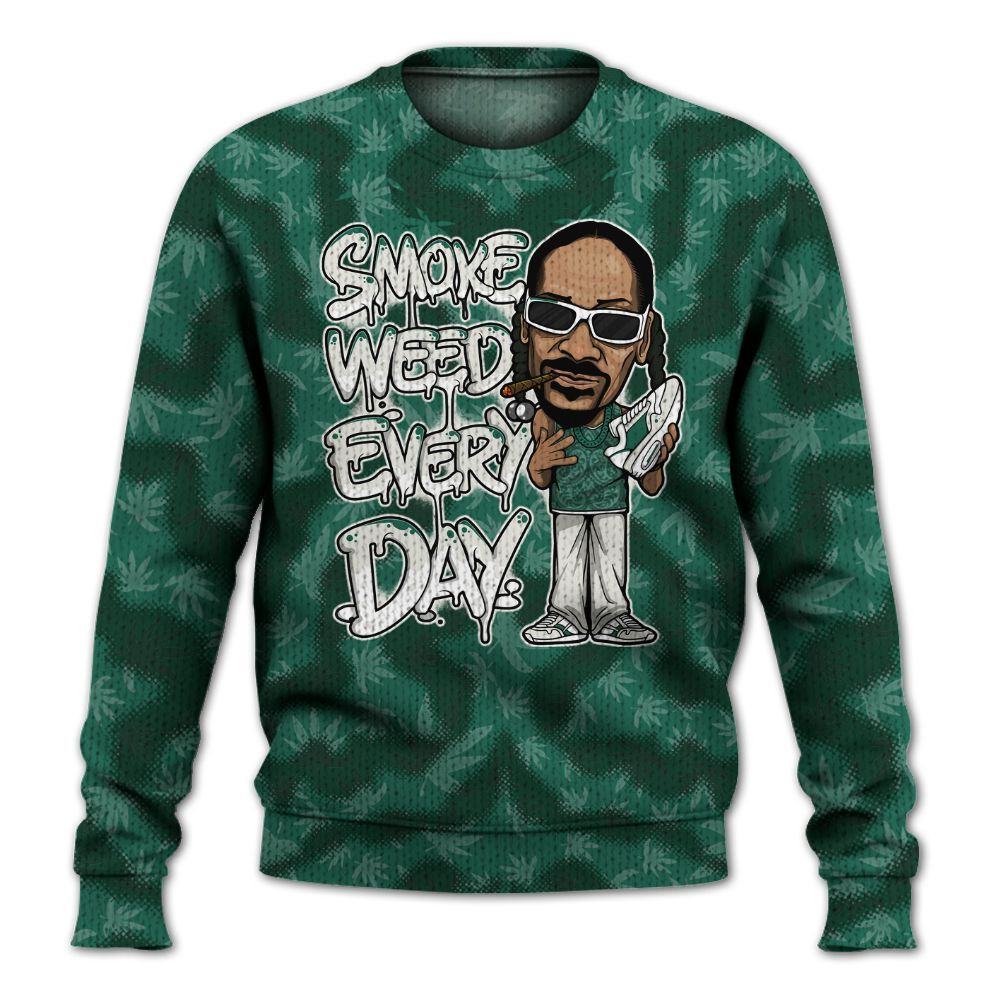 Knitted Sweater To Match Oxidized Green 4s - Smoking Every Day Graphic Weeding Art