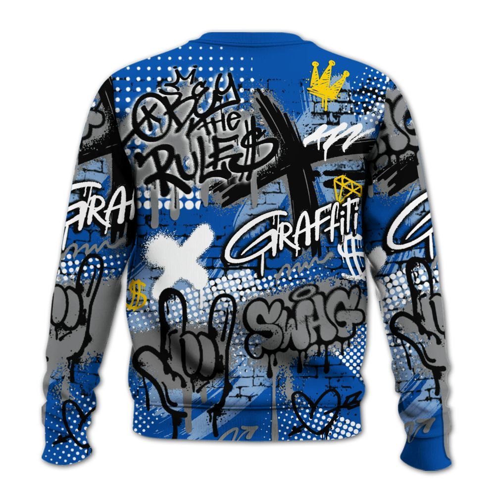 Sweatshirt To Match Racer Blue 5s - True It Real Graffiti Streetwear All Over Print