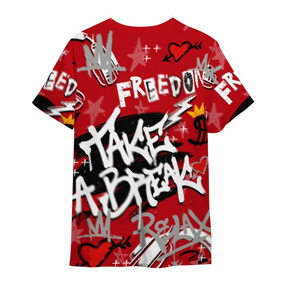 Shirt To Match Air Griffey Max Gray Reds 1s - Take Break Freedom Graffiti Streetwear All Over Print