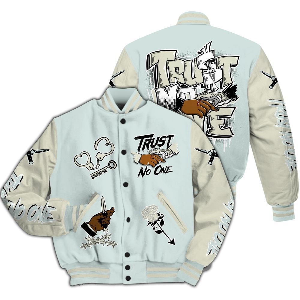 Varsity Jacket To Match Pure Platinum 4s - Trust No One Dripping All Over Print