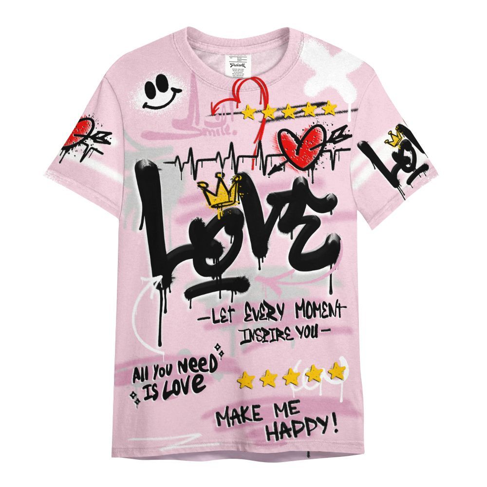Shirt To Match Orchid 4s - Happy Love Beats Graffiti Streetwear All Over Print