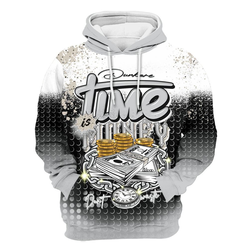 Hoodie To Match Metallic Silver 2024 5s - Halftone Time Is Money All Over Print