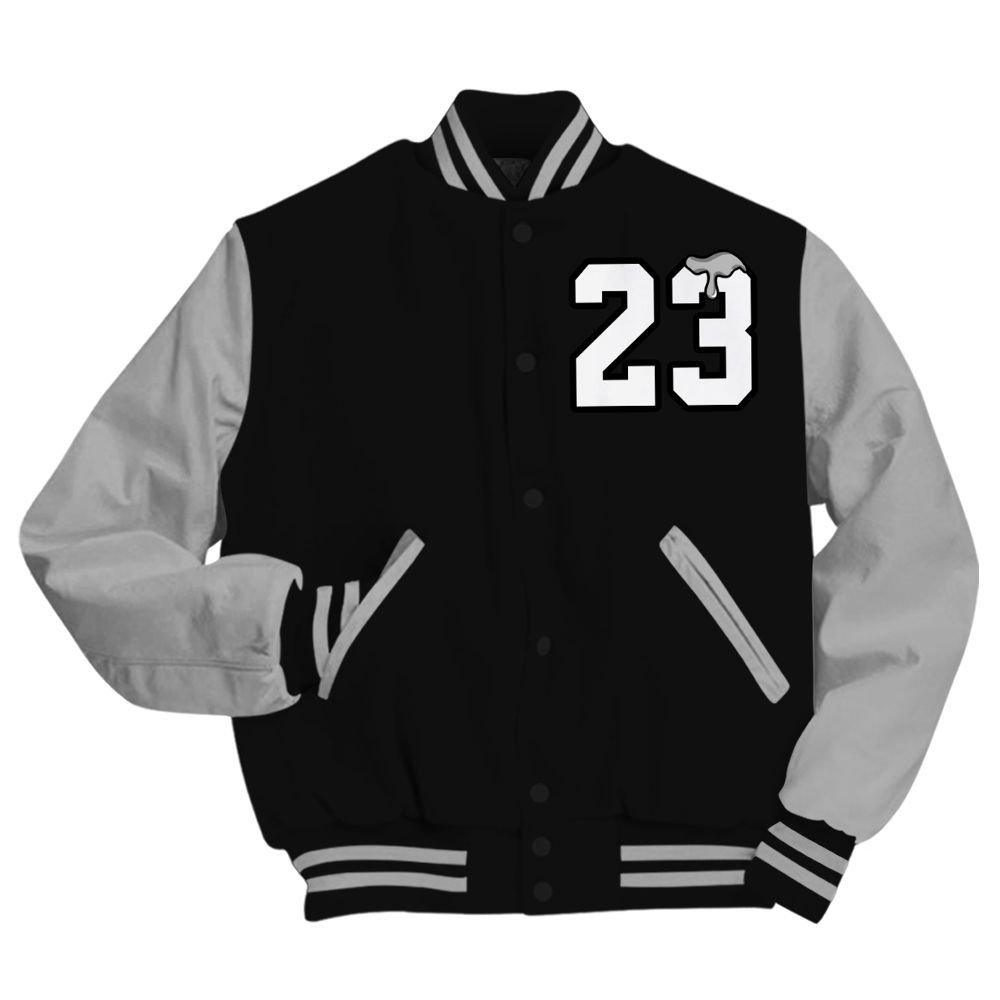 Varsity Jacket To Match NOCTA Black 2s - Custom Name Number 23 Drip All Over Print