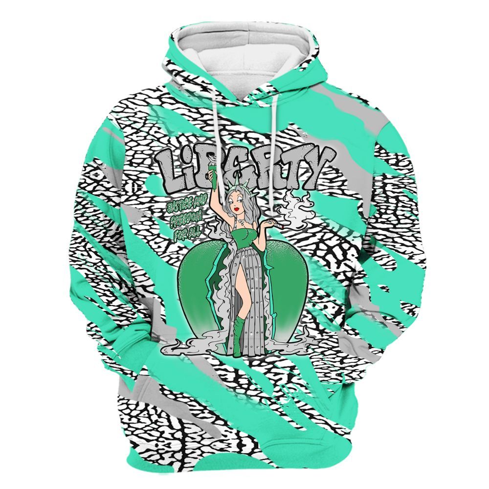 Hoodie To Match Black Green Glow 3s - Midwest Cartoon Colored All Over Print