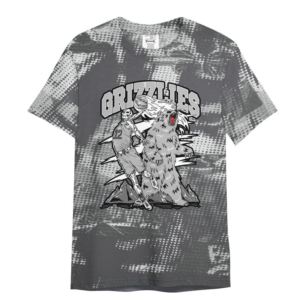 Shirt To Match White Thunder 4s - Grizzly Bear Skeleton Brown Sugar All Over Print