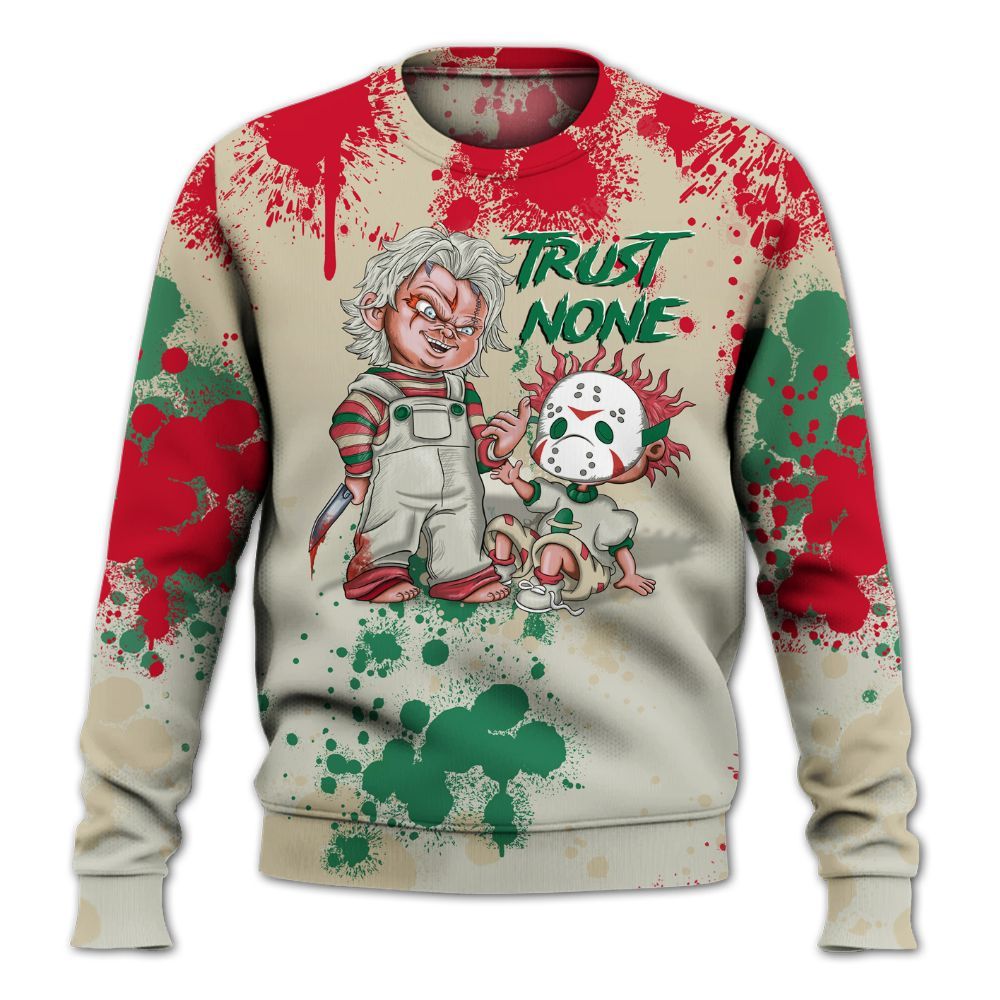 Sweatshirt To Match El Grito 5s - Trust No One Scary All Over Print