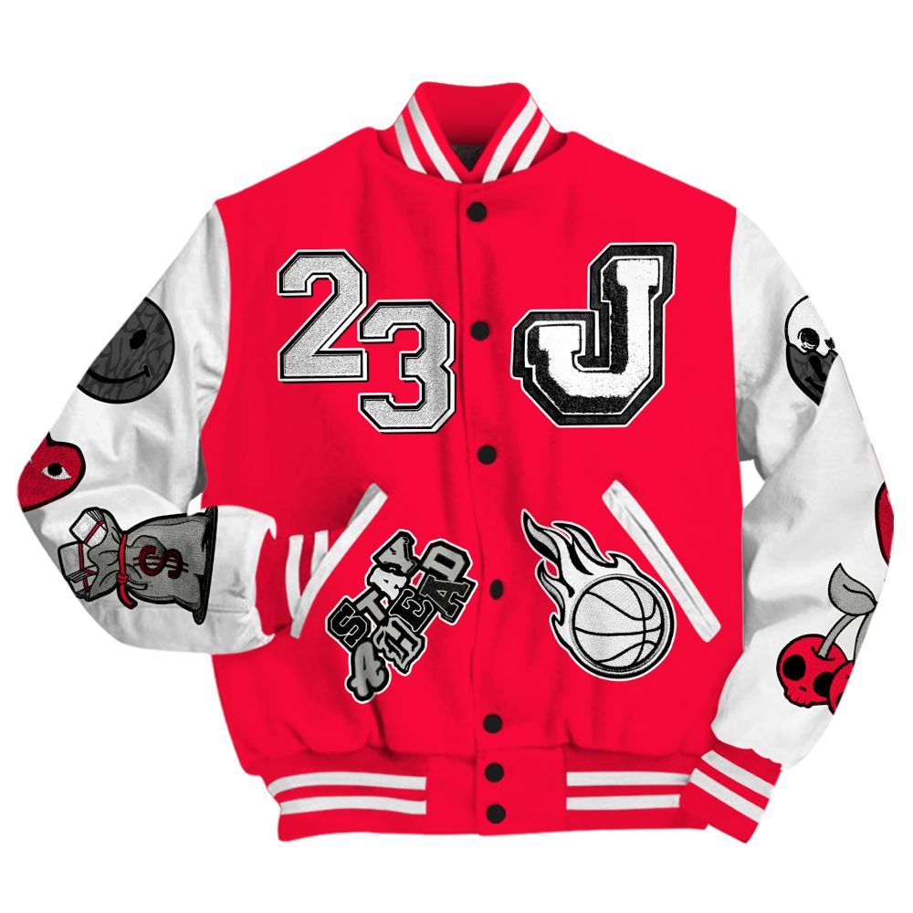 Varsity Jacket To Match Retro Fire Red 3s - Hustles Money Number 23 All Over Print