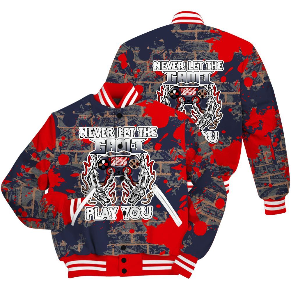 Varsity Jacket To Match Low OG Howard Bison 1s Shirt - PlayGame Skull Brick All Over Print
