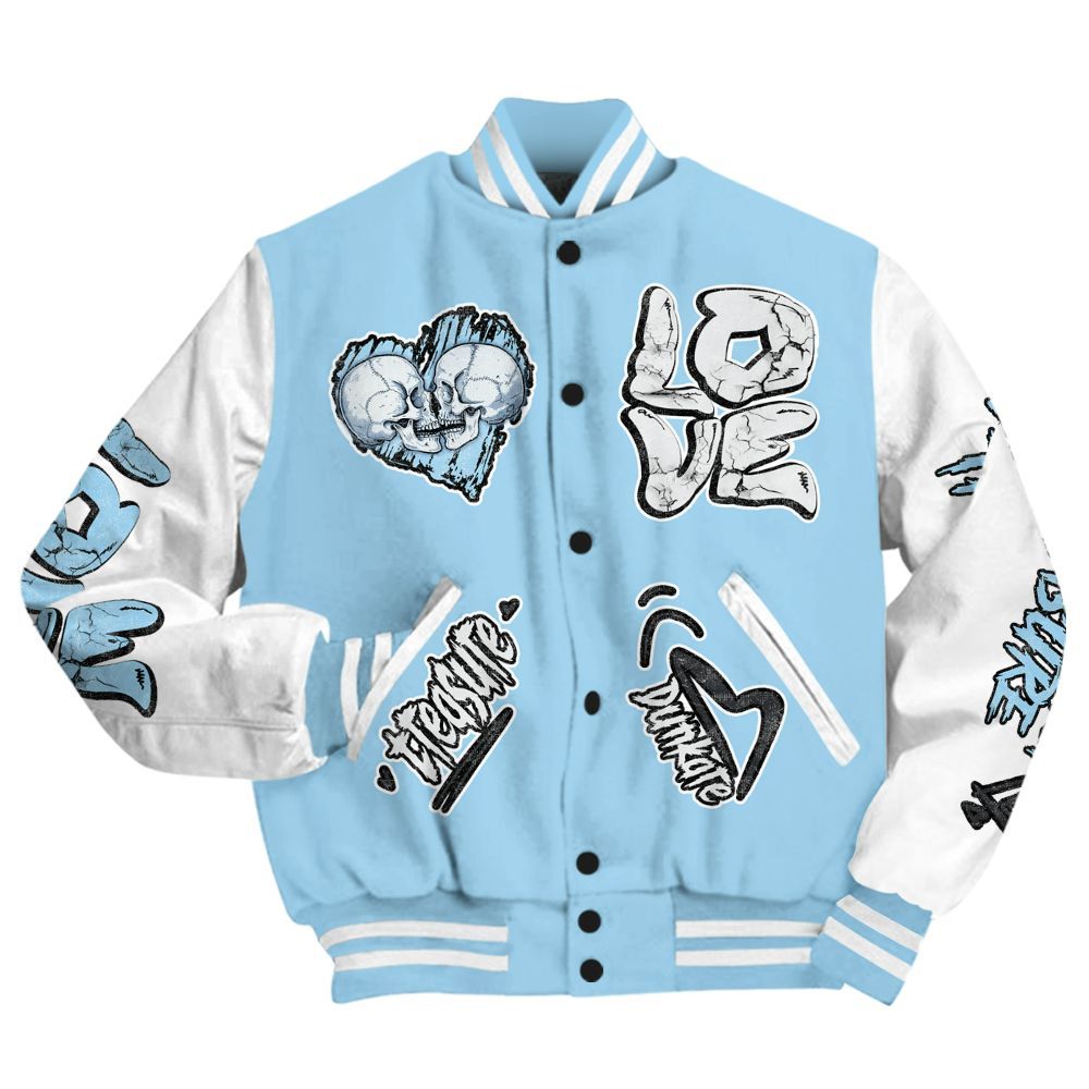 Varsity Jacket To Match Legend Blue 11s - Skull Bear All Over Print