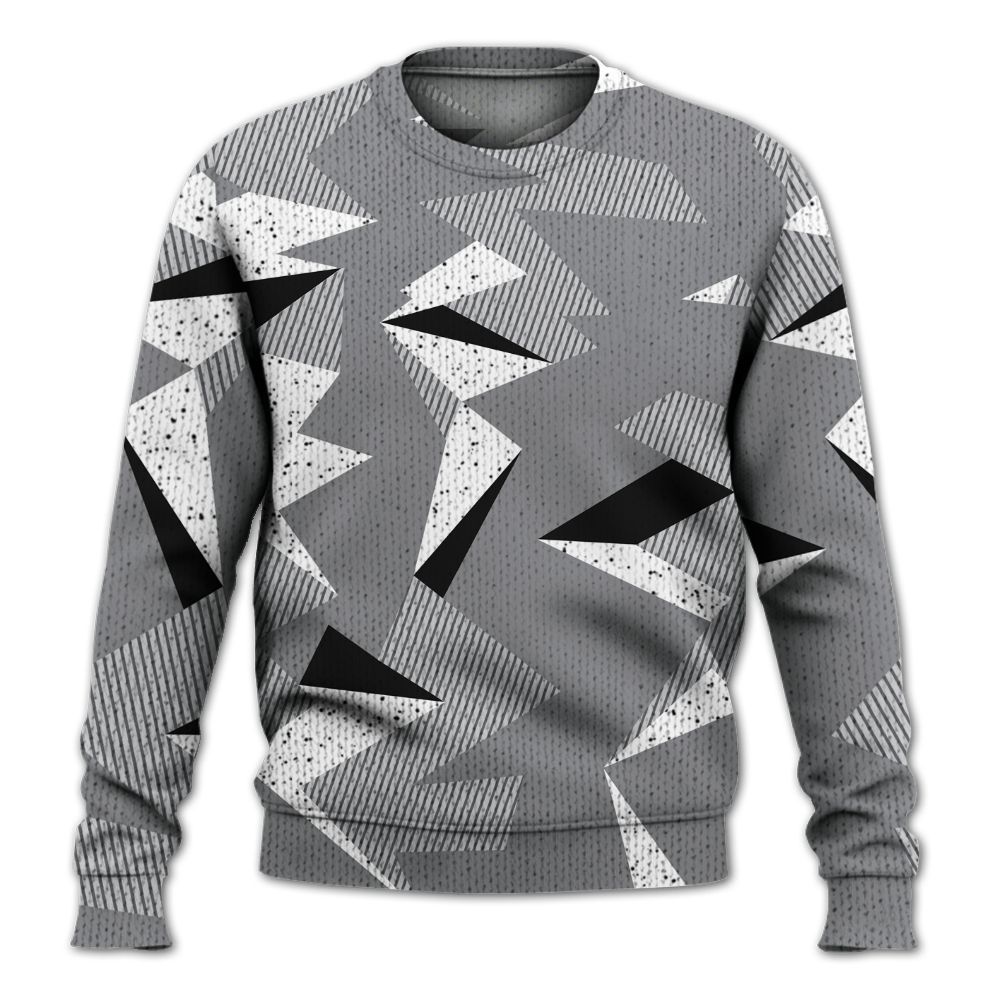 Sweater To Match Retro Wolf Grey 5s - Geometric Camouflage Pattern Graphic