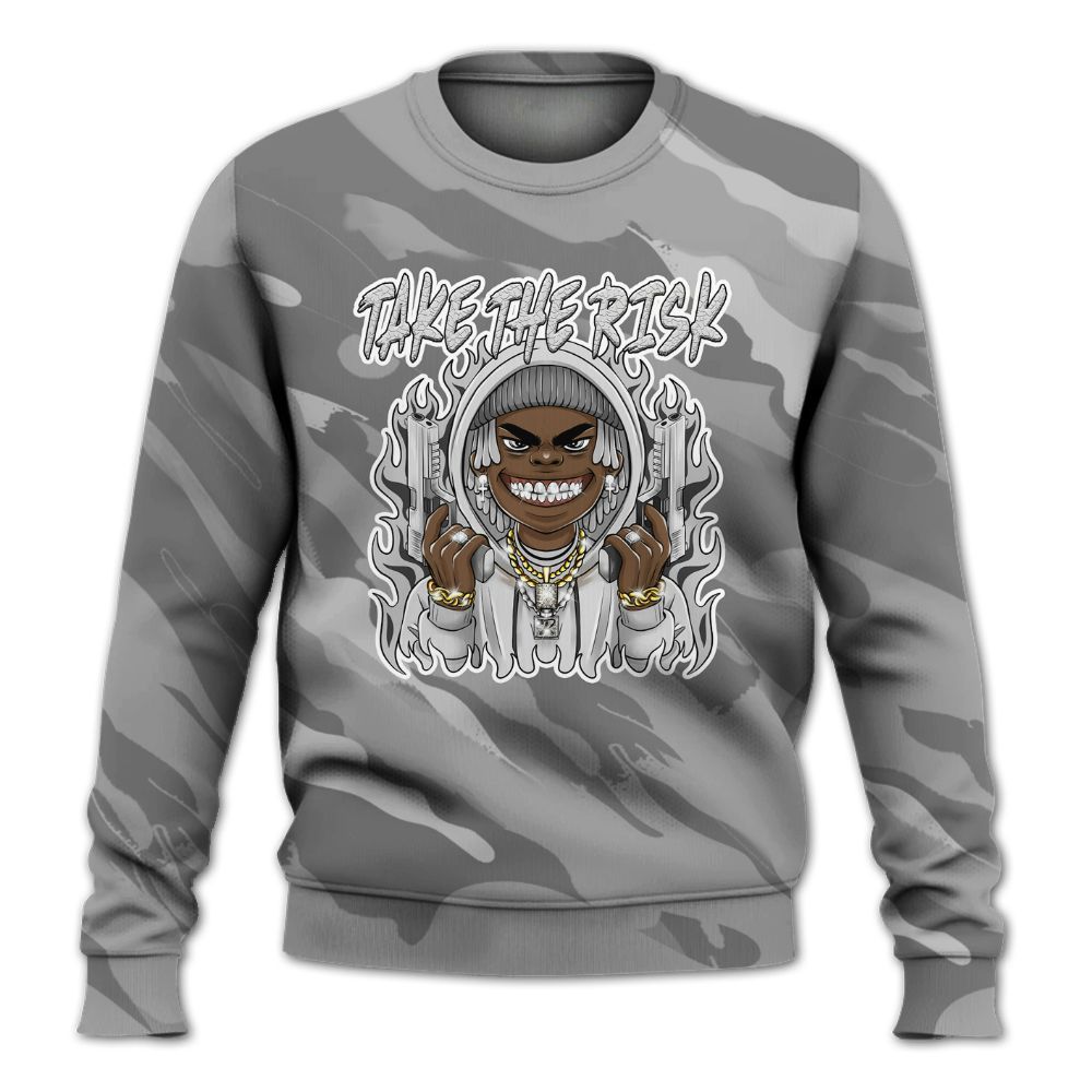 Sweatshirt To Match Black Wolf Grey 12s - Take The Risk Colored All Over Print