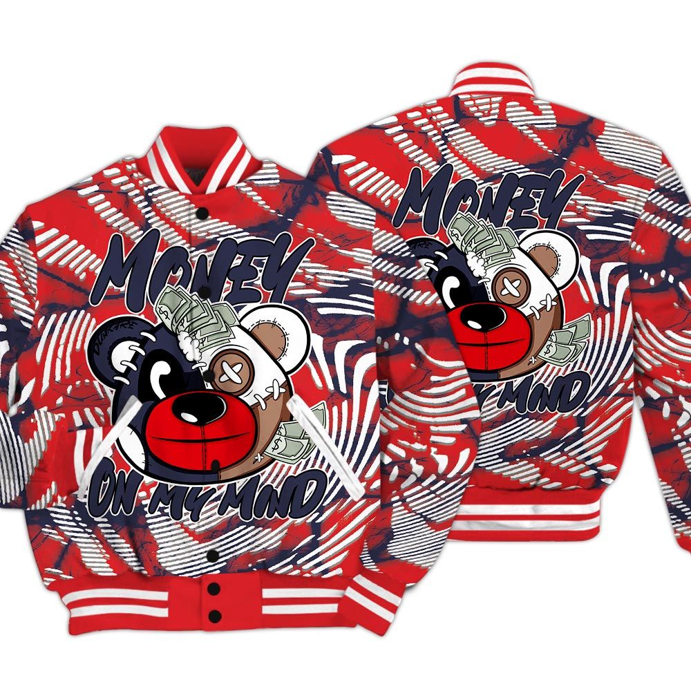 Varsity Jacket To Match Low OG Howard Bison 1s - Money On My Mind Bear Fume Varsity Jacket Unisex