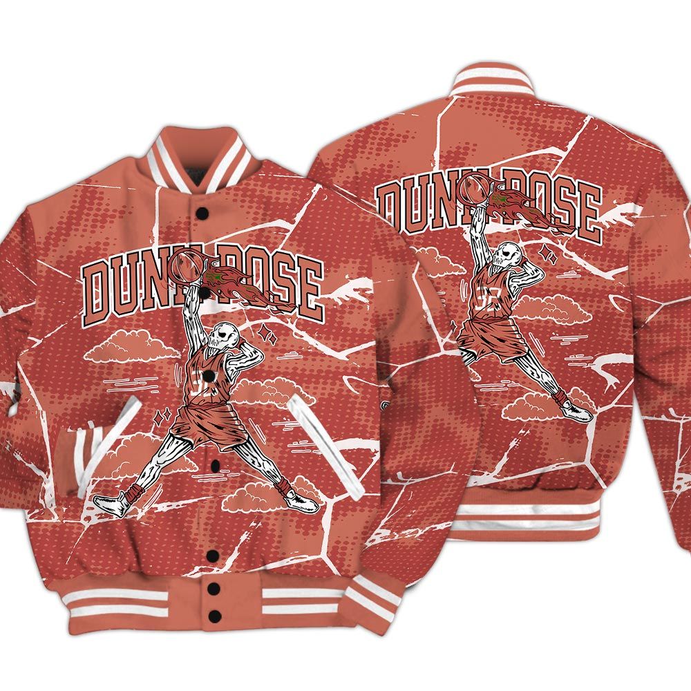 Varsity Jacket To Match Dune Red 13s - Pose Skeleton Crack Varsity Jacket Unisex
