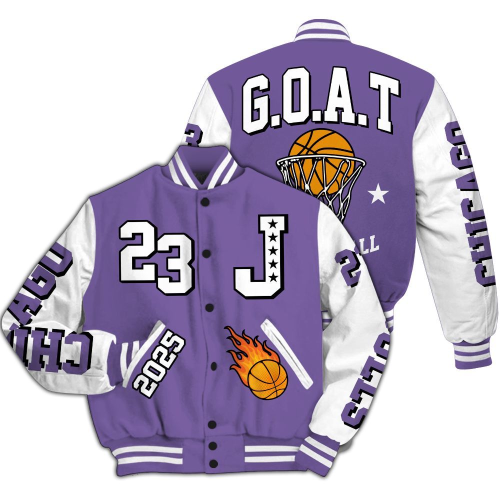 Varsity Jacket To Match Dunk Low Black Raspberry - Chicago 23 Basketball All Over Print