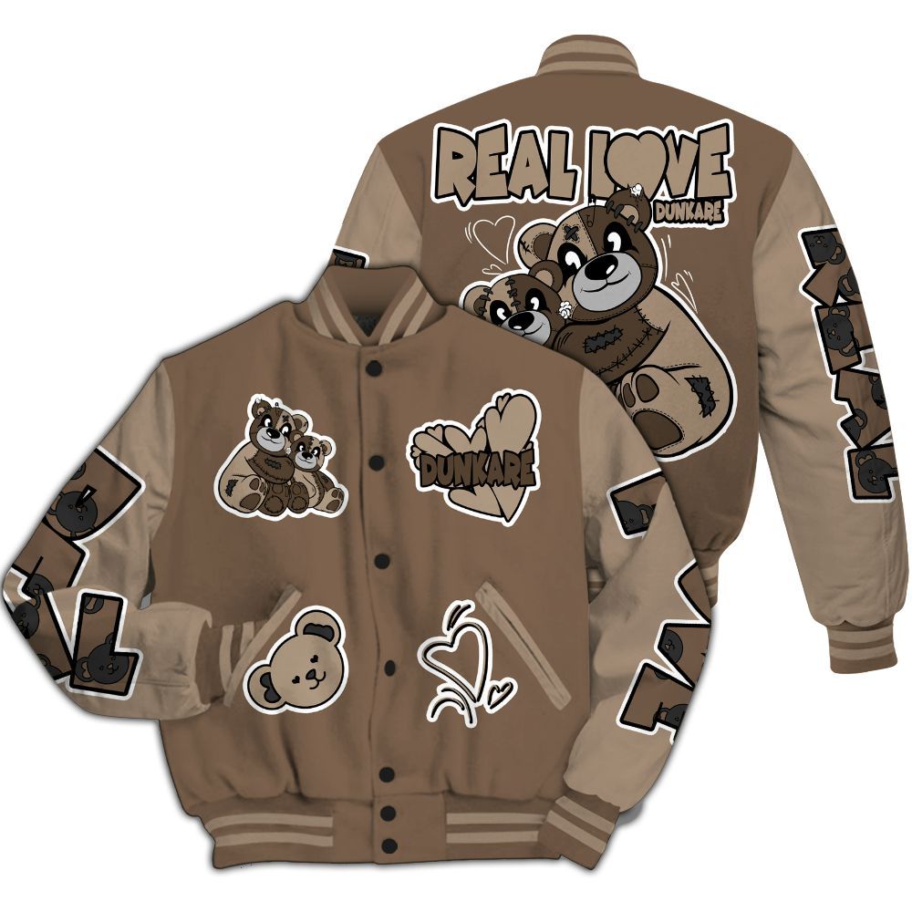 Varsity Jacket To Match Dark Mocha Jack - Sincere Fondness Bear All Over Print
